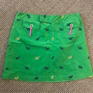 NWOT brand new Lilly Pulitzer corduroy critter skirt, green with fish, size 12